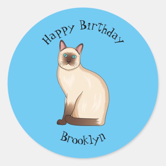 Afbeelding van de Siamese cartoon Ronde Sticker (Voorkant)