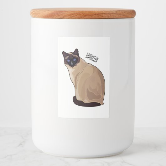 Afbeelding van de Siamese cartoon Voedselcontainer Etiket (Voorkant)