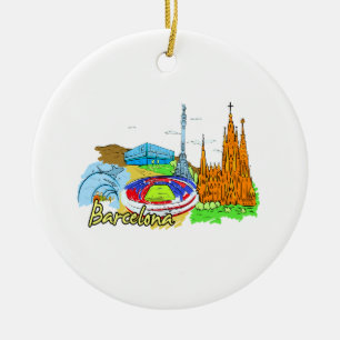 afbeelding van de stad barcelona keramisch ornament