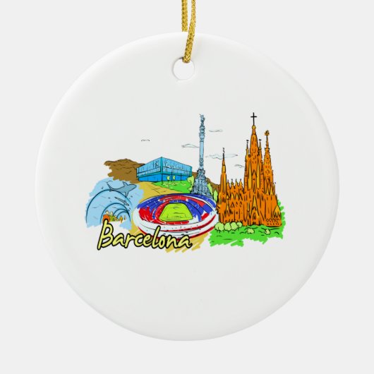 afbeelding van de stad barcelona keramisch ornament (Voorkant)