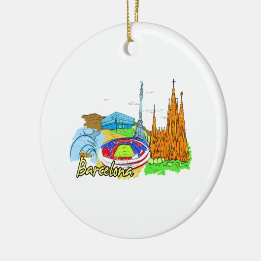 afbeelding van de stad barcelona keramisch ornament (Links)
