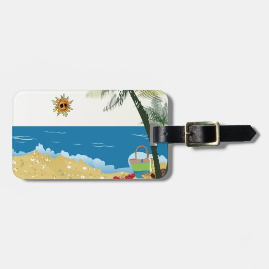 Afbeelding van de strand op zondag bagagelabel (Voorkant horizontaal)