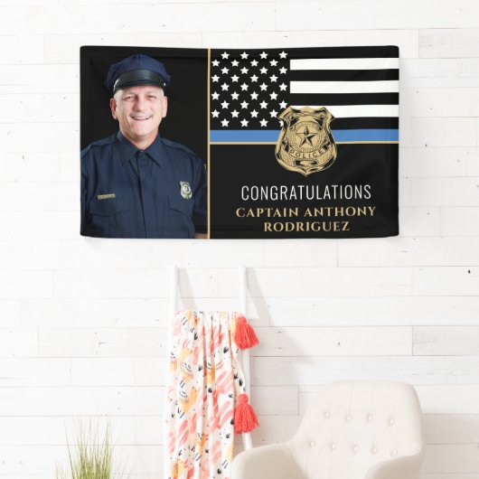 Afbeelding van de Thin Blue Line Flag Police Retir Spandoek (Insitu)