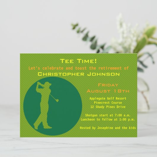 Afbeelding van de uitnodiging van de Golfer Retire (Staand voorkant)