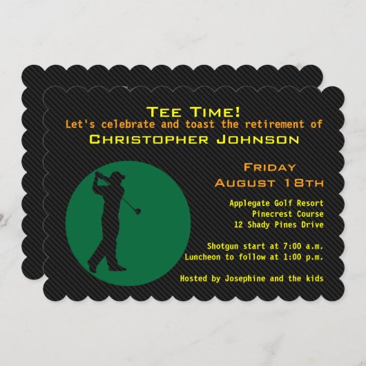 Afbeelding van de uitnodiging van de Golfer Retire (Voorkant / Achterkant)