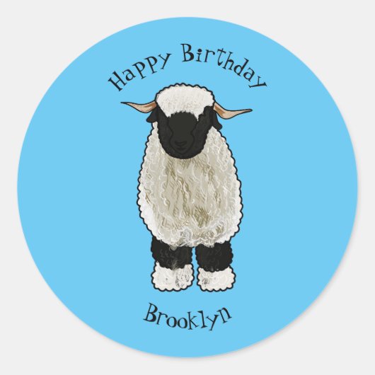 Afbeelding van de Valais Blwlese-cartoon Ronde Sticker (Voorkant)