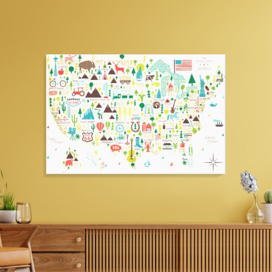 Afbeelding van de Verenigde Staten Canvas Afdruk (Insitu (Woonkamer))