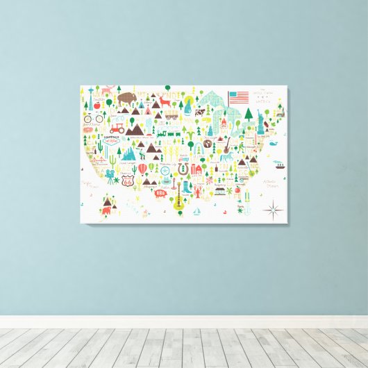 Afbeelding van de Verenigde Staten Canvas Afdruk (Insitu (Houten vloer))