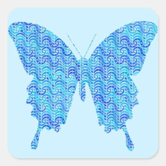 Afbeelding van de vlinder, abstract patroon, schad vierkante sticker (Voorkant)