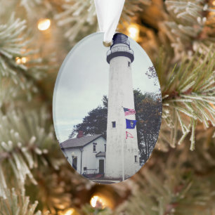 Afbeelding van de vuurtoren van Pointe Aux Barques Ornament