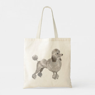 Afbeelding van de waterverf van Cute Gray Poodle Tote Bag