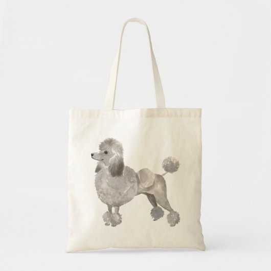 Afbeelding van de waterverf van Cute Gray Poodle Tote Bag (Voorkant)