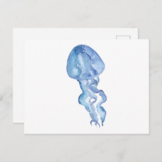 Afbeelding van de waterverf van kwallen briefkaart (Voorkant / Achterkant)