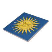 afbeelding van de zon op blauwe achtergrond tegeltje (Zijkant)