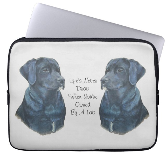 afbeelding van de zwarte labrador hond laptop sleeve (Voorkant)