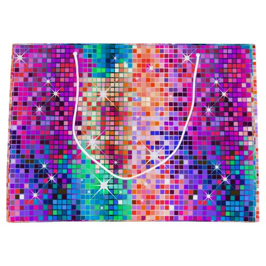Afbeelding van disco faux glitter groot cadeauzakje (Voorkant)