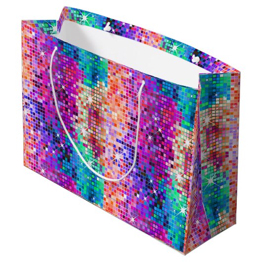 Afbeelding van disco faux glitter groot cadeauzakje (Achterkant Gekanteld)