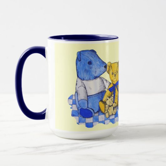 afbeelding van drie leuke oude  teddy mok (Links)