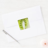 Afbeelding van drie open erwten, extreme close-up vierkante sticker (Envelop)