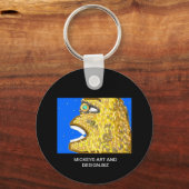 Afbeelding van een appelkop, met geel haar, grote  sleutelhanger (Voorkant)