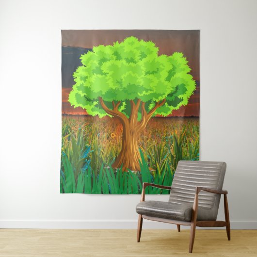 Afbeelding van een Evergreen Tree Artwork - Forest Wandkleed (In situ)