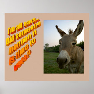 Afbeelding van een ezel met oren omhoog poster