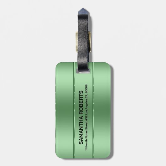 Afbeelding van een glans metallisch groen bagagelabel (Achterkant verticaal)