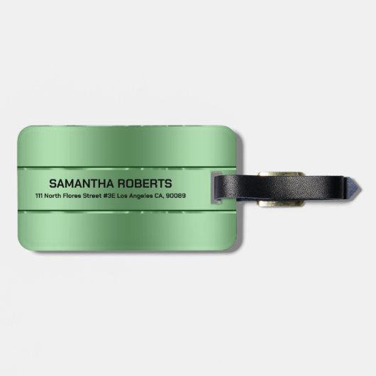 Afbeelding van een glans metallisch groen bagagelabel (Achterkant horizontaal)