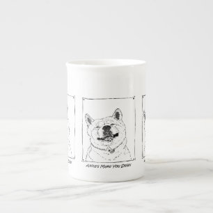 afbeelding van een grappige smakelijke akita gliml porselein kop