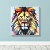 Afbeelding van een grote leeuw canvas afdruk (Insitu (Houten vloer))