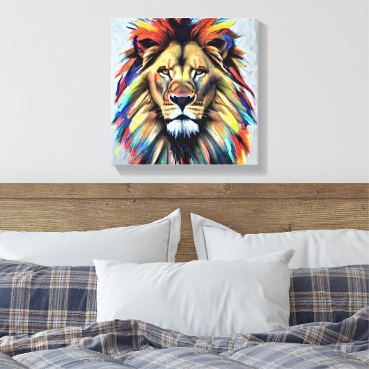 Afbeelding van een grote leeuw canvas afdruk (Insitu (Slaapkamer))
