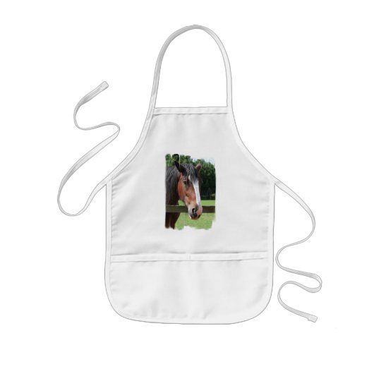 Afbeelding van een kinderpron van vier paarden kinder schort (Voorkant)