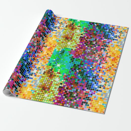 Afbeelding van een kleurrijk kleurig kleurstofglit cadeaupapier (Uitgerold)