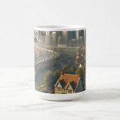 Afbeelding van een leuk huisje met een stad in de koffiemok (Center)