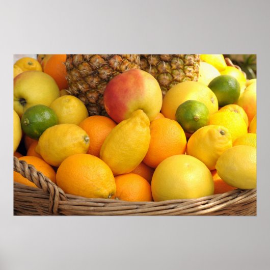 Afbeelding van een mand met vruchten poster (Voorkant)