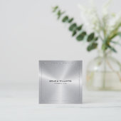 Afbeelding van een metalen zilvergrens vierkante visitekaartje (Staand voorkant)