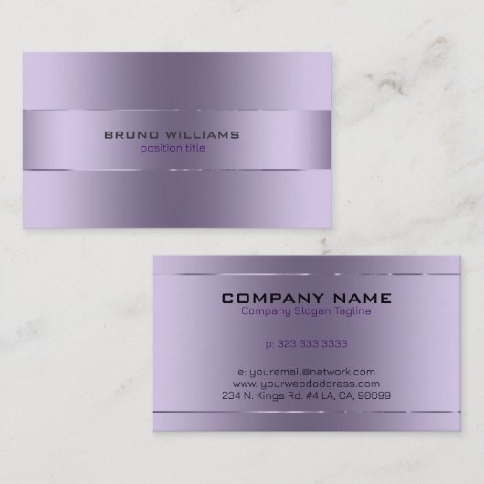 Afbeelding van een metallisch paars met glanzende visitekaartje (Voorkant / Achterkant)