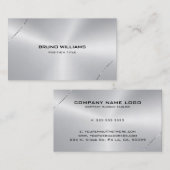 Afbeelding van een metallisch zilver glimmend lijn visitekaartje (Voorkant / Achterkant)