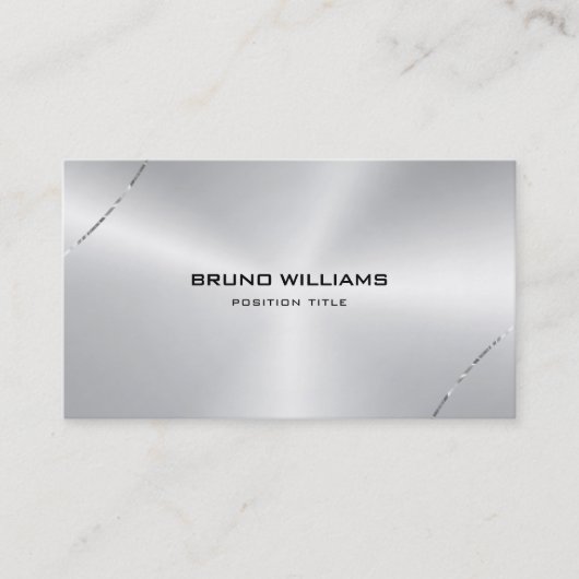Afbeelding van een metallisch zilver glimmend lijn visitekaartje (Voorkant)