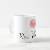 Afbeelding van een rond roos bloemkussen koffiemok (Voorkant links)