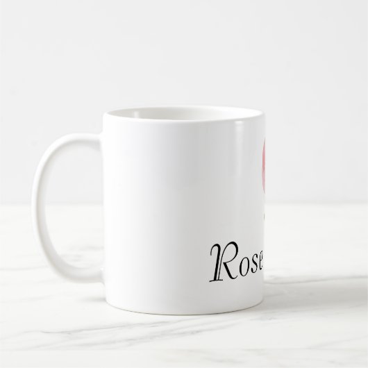 Afbeelding van een rond roos bloemkussen koffiemok (Links)