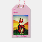 afbeelding van een schattig bruinkonijn cadeaulabel (Voorkant)