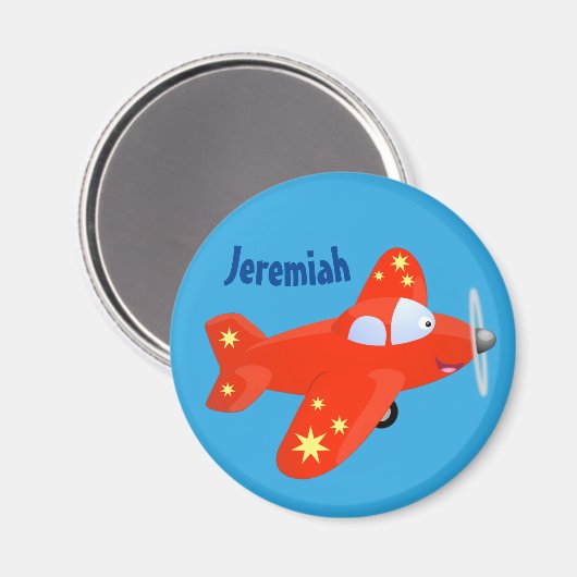 afbeelding van een schattig rood vliegtuig met car magneet (Voorkant / Achterkant)