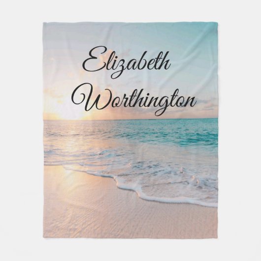 Afbeelding van een strand op zonsopgang fleece deken (Voorkant)