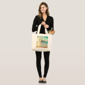 Afbeelding van een strand op zonsopgang grote tote bag (Voorkant (model))