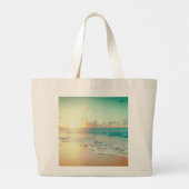 Afbeelding van een strand op zonsopgang grote tote bag (Achterkant)
