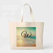 Afbeelding van een strand op zonsopgang grote tote bag (Voorkant)