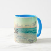 Afbeelding van een strand op zonsopgang mok (Voorkant rechts)