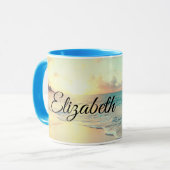 Afbeelding van een strand op zonsopgang mok (Voorkant links)