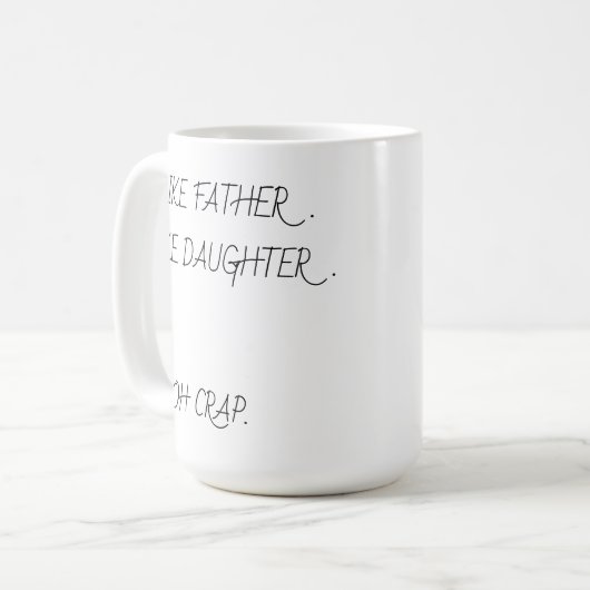 Afbeelding van een vader met zijn dochters in een koffiemok (Voorkant links)